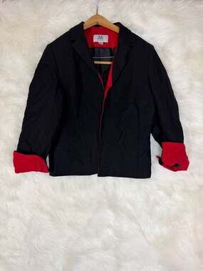 Vintage JM Studio by John Meyer Black and Red Linen Blend Blazer Size 14P